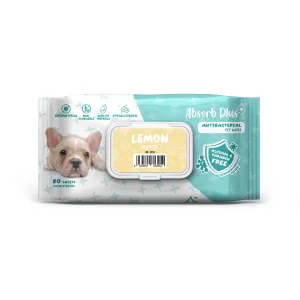 Absorb Plus Antibacterial Pet Wipes - Lemon (80pcs) | Alcohol & Paraben Free