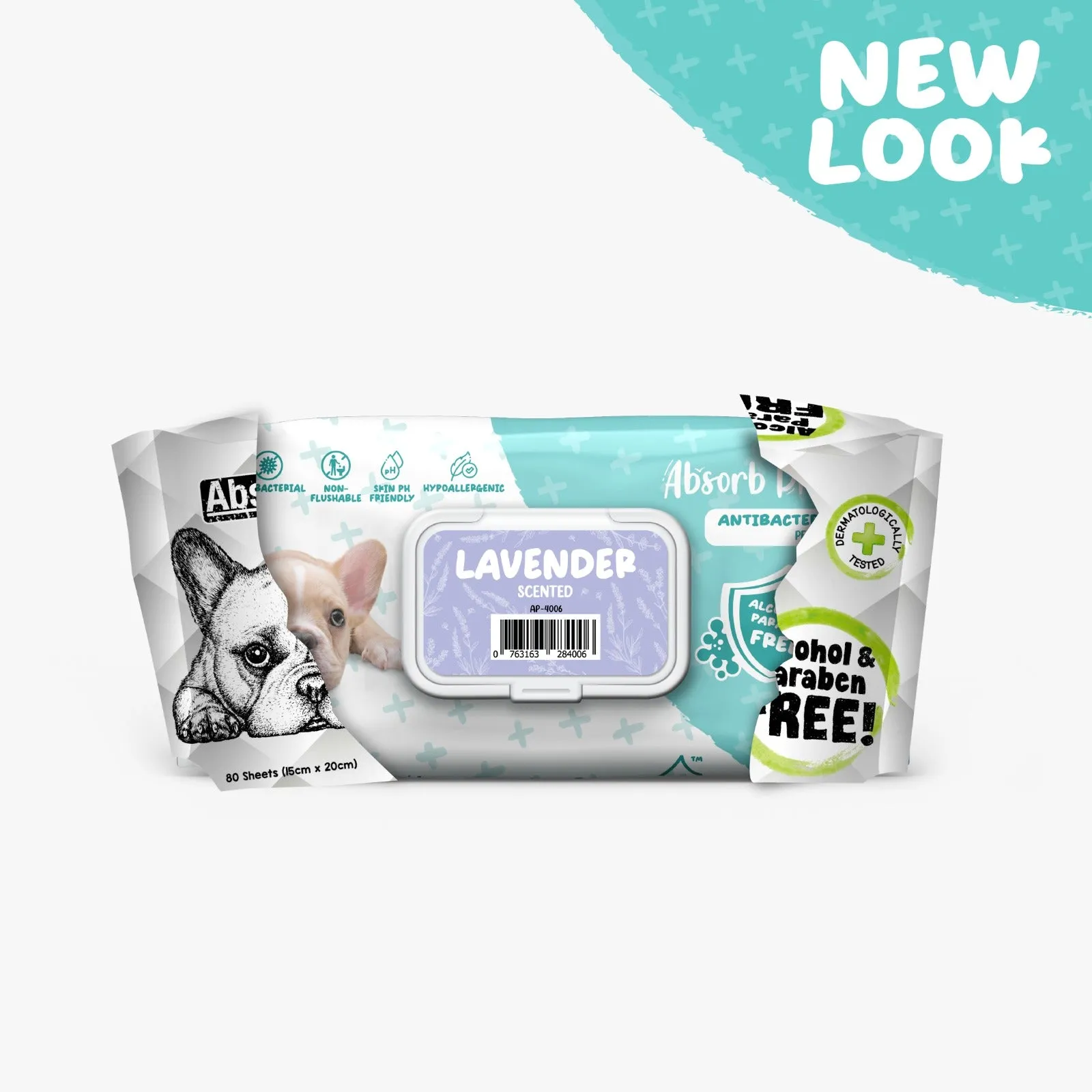 Absorb Plus Antibacterial Pet Wipes - Lemon (80pcs) | Alcohol & Paraben Free