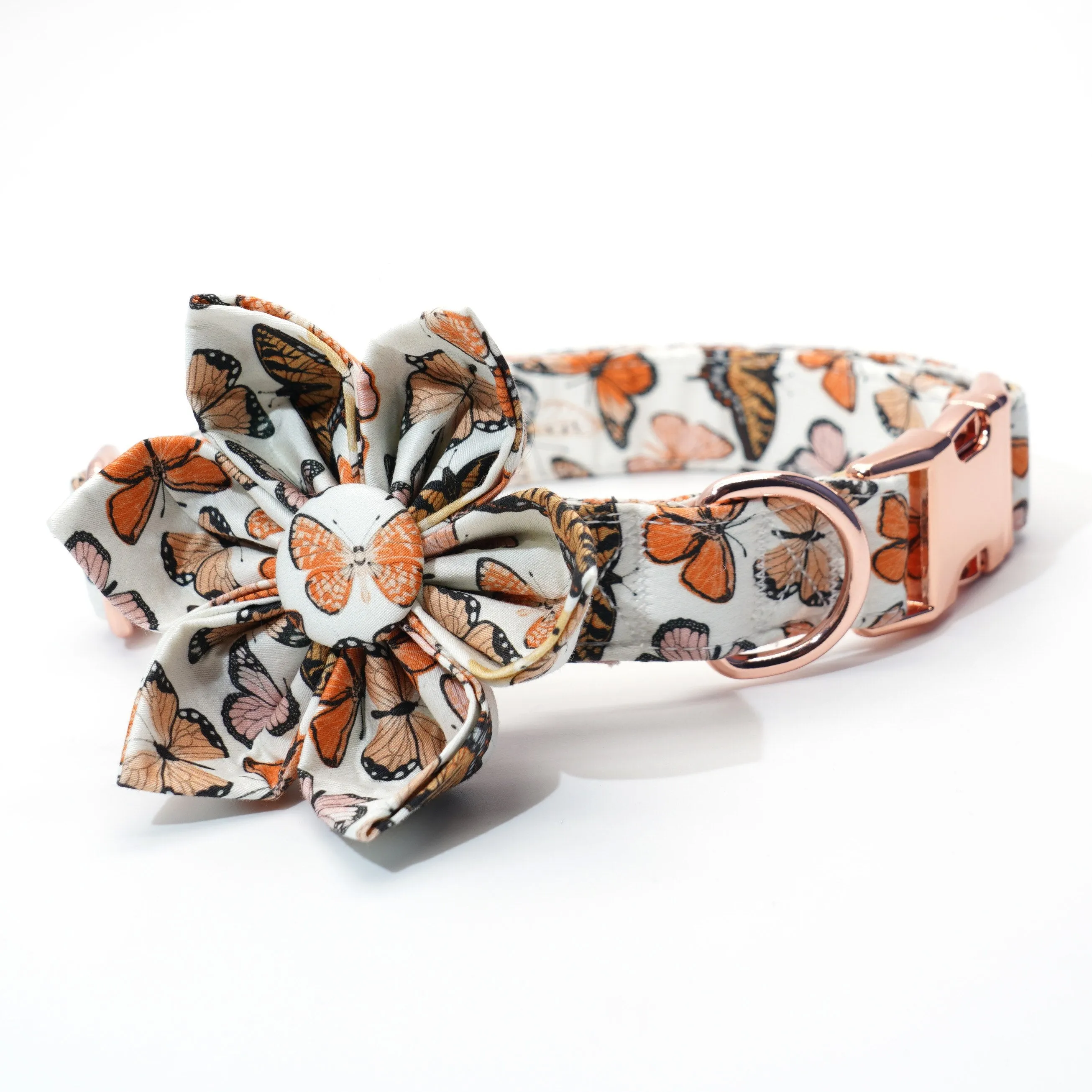 Breezy Butterflies: Personalized Flower collar And Leash Set.