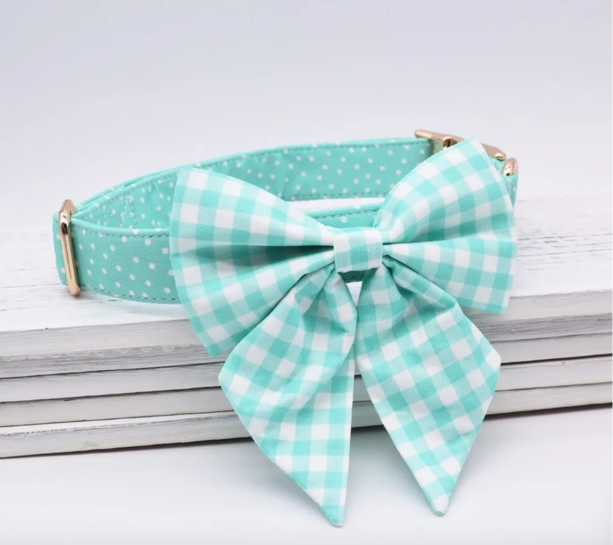Classic Sea Green Butterfly Collar | Personalized ID Collar