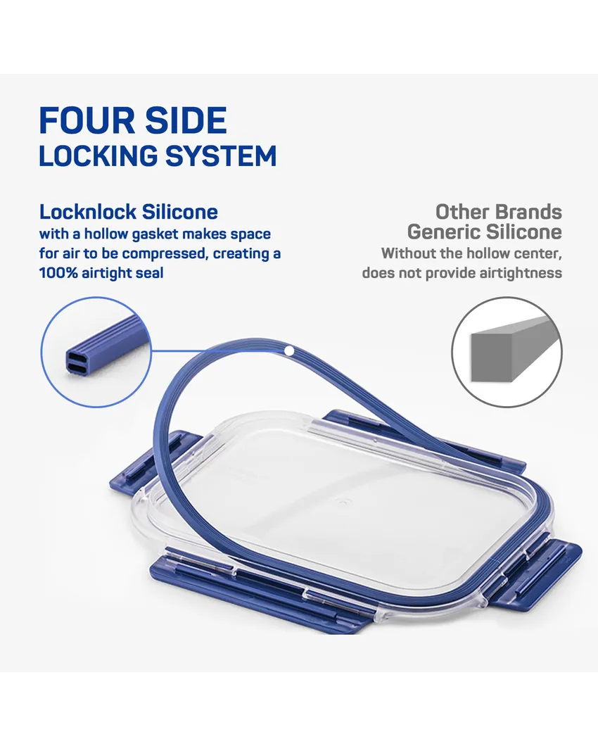 Classics Rectangular Plastic Airtight Food Storage Containers With Leakproof Lid | 1.4 Liter | Set Of 2 | Transparent
