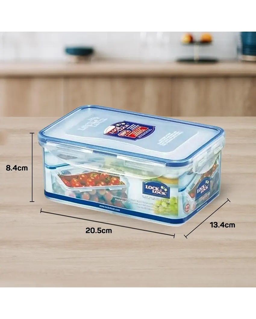 Classics Rectangular Plastic Airtight Food Storage Containers With Leakproof Lid | 1.4 Liter | Set Of 2 | Transparent