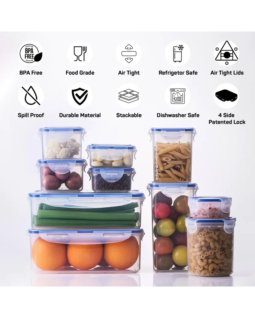 Classics Rectangular Plastic Airtight Food Storage Containers With Leakproof Lid | 1.4 Liter | Set Of 2 | Transparent