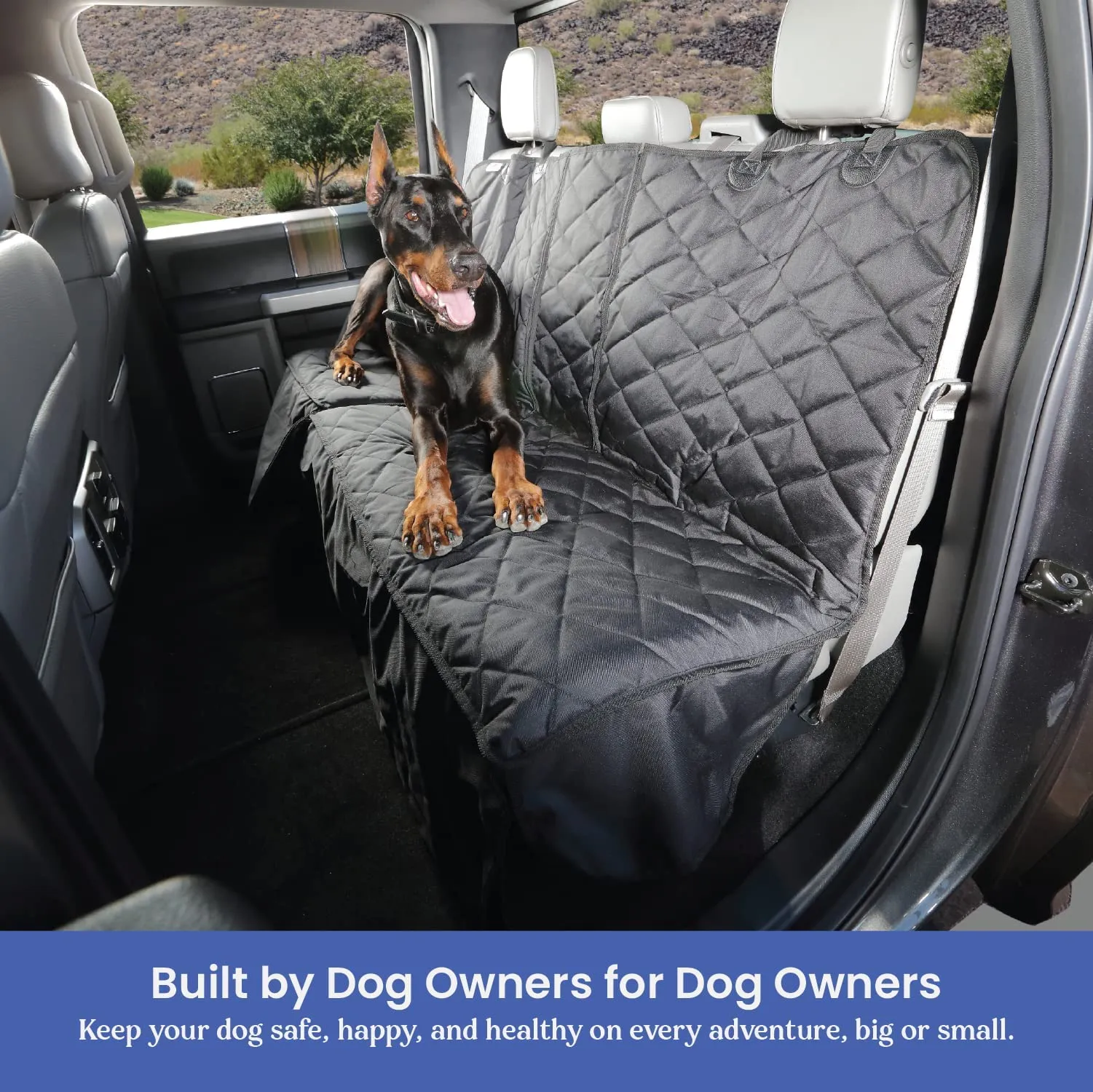 Crew Cab Truck Seat Cover with Hammock Mesh Window for Fold Up Seats