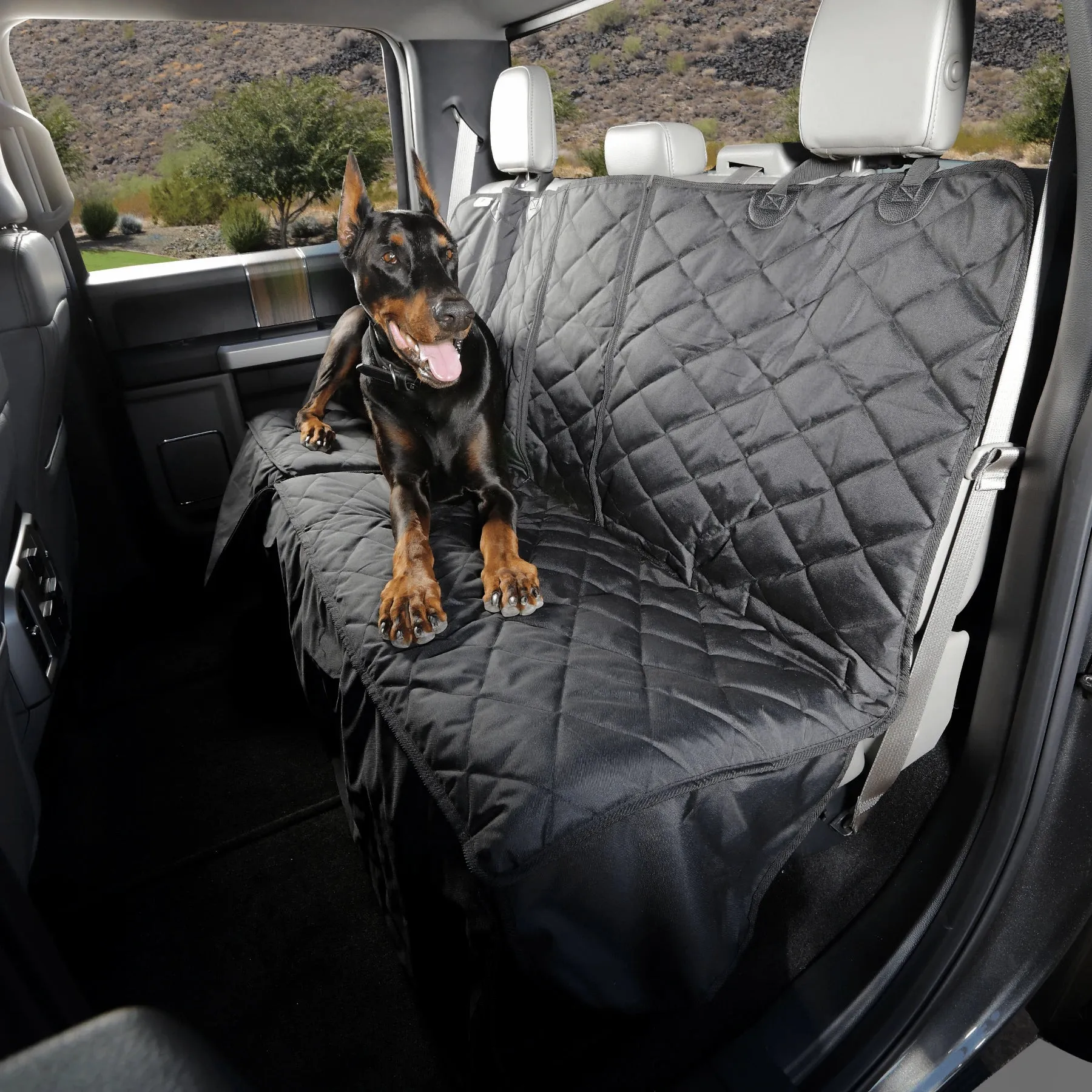 Crew Cab Truck Seat Cover with Hammock Mesh Window for Fold Up Seats