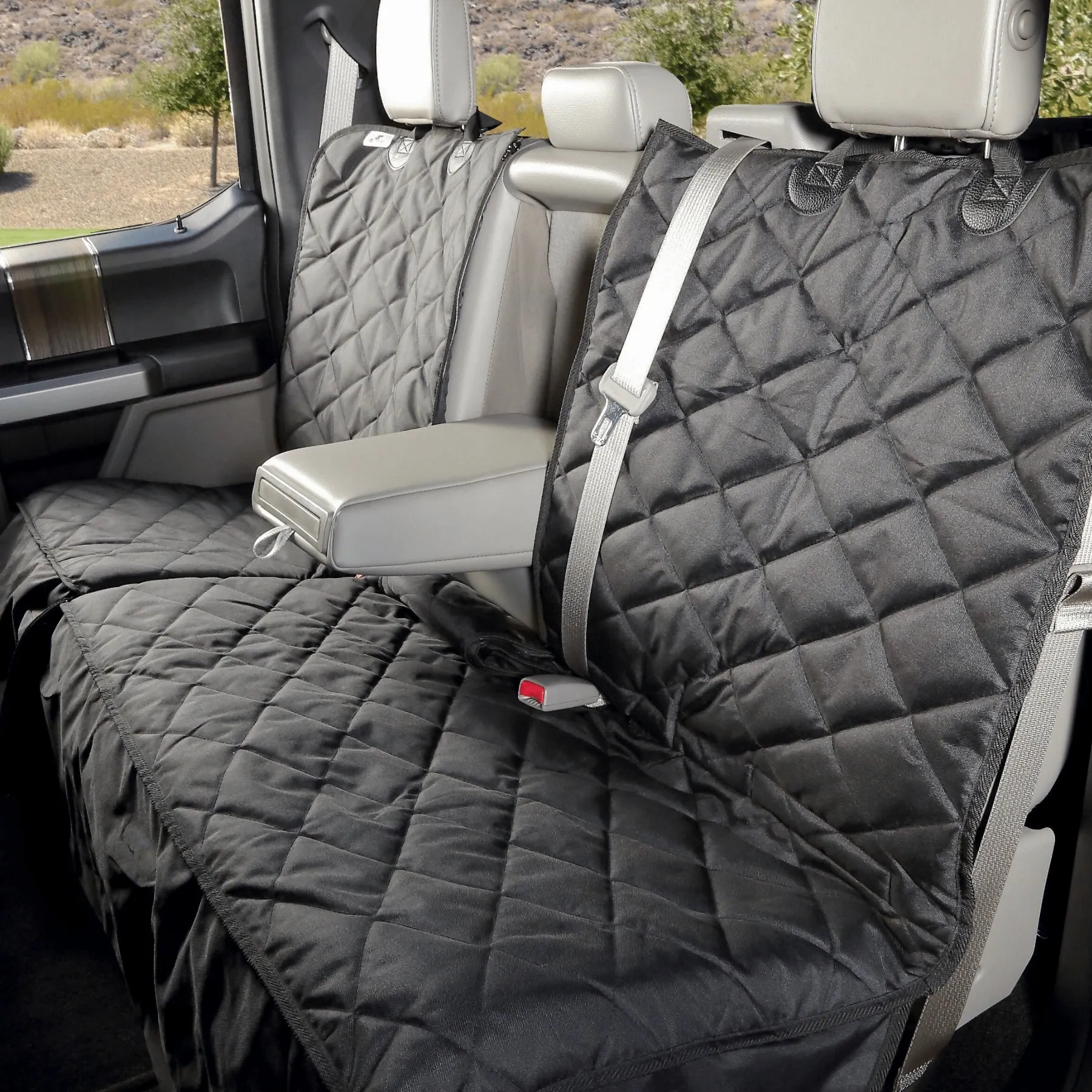 Crew Cab Truck Seat Cover with Hammock Mesh Window for Fold Up Seats