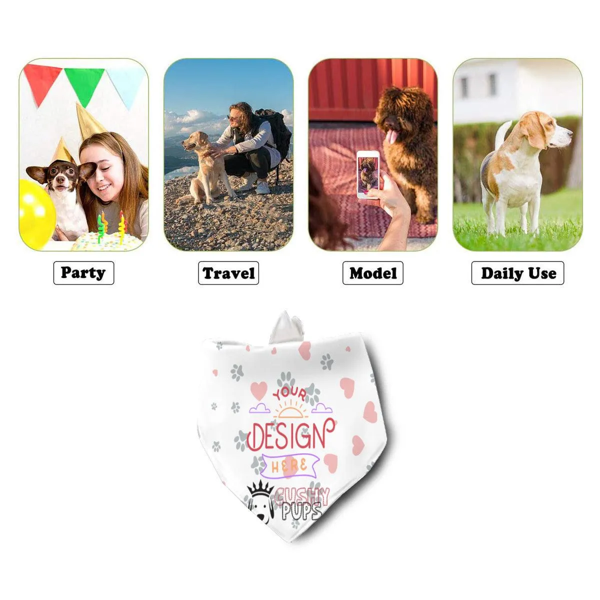 Custom Dog Bandana, Personalized Dog Bandanas, Custom Dog Bandana with Logo, Personalised Dog Bandana UK - Cushy Pups