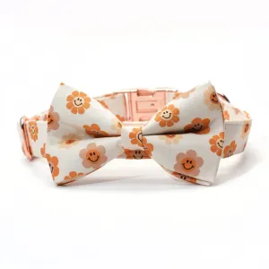 Cute Smiley Flower: Personalized Bow Collar And Leash