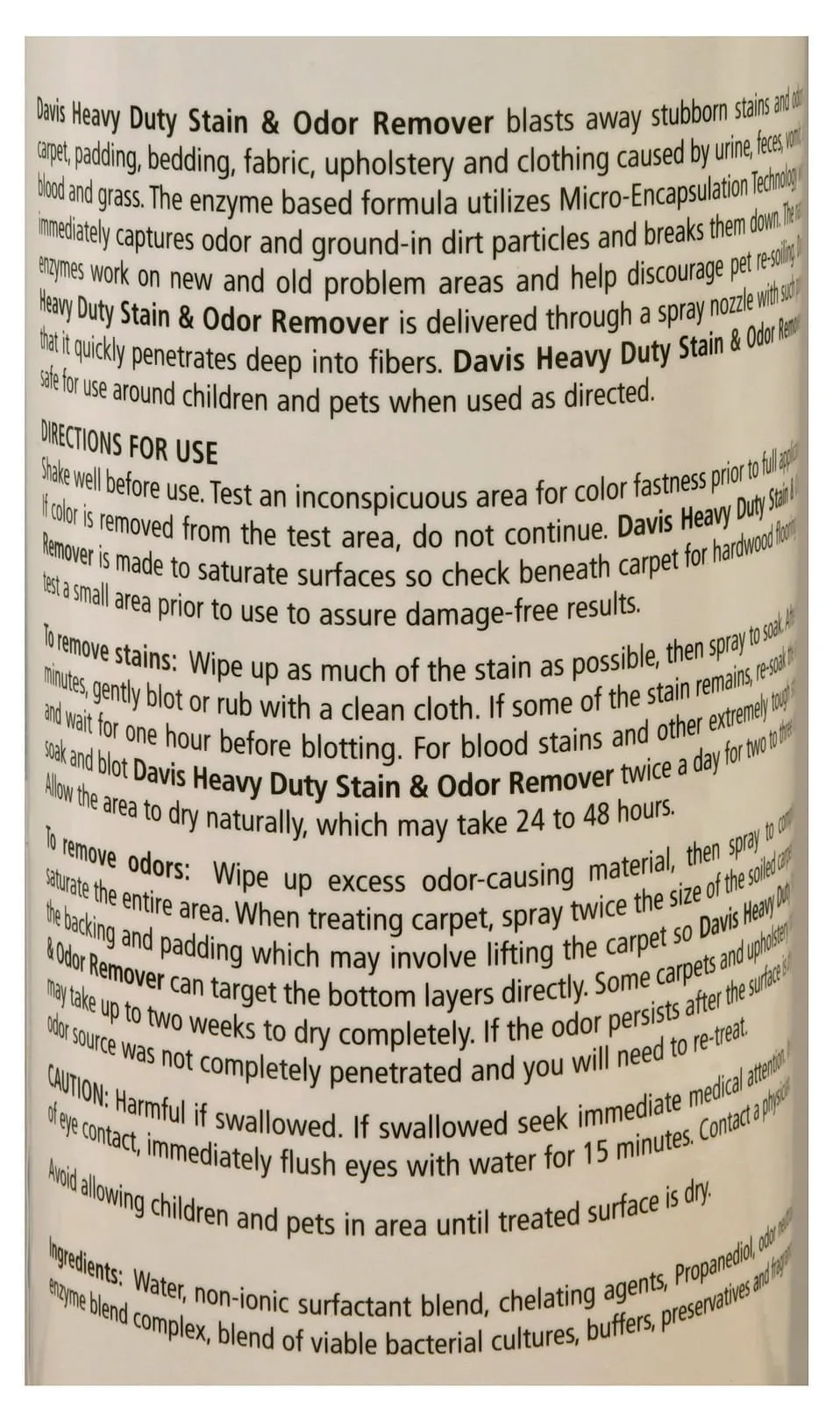 Davis Heavy Duty Stain & Odor Remover, 14 oz