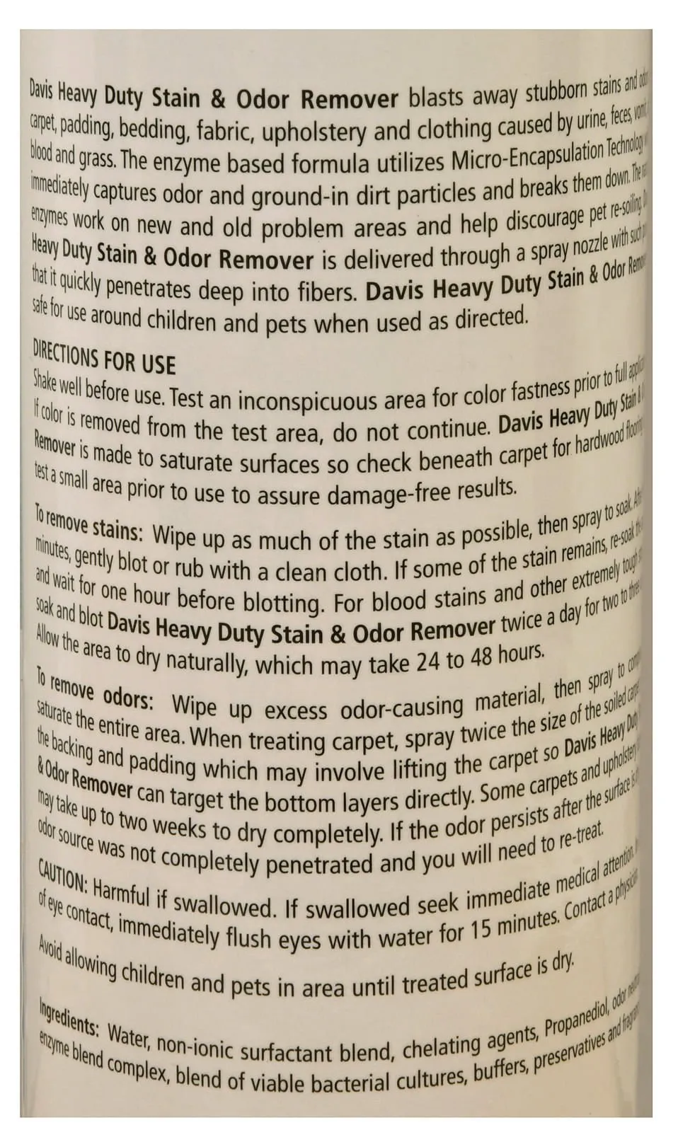 Davis Heavy Duty Stain & Odor Remover, 14 oz
