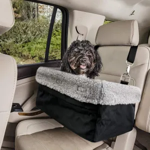 Devoted Doggy Deluxe Dog Car Seat Fits Pets up to 15lbs, Dog Booster Seat, Padded Cushioning, Adjustable Straps, Metal Frame Encasing, Installs in Seconds, Collapsible Canvas and Easy to Clean