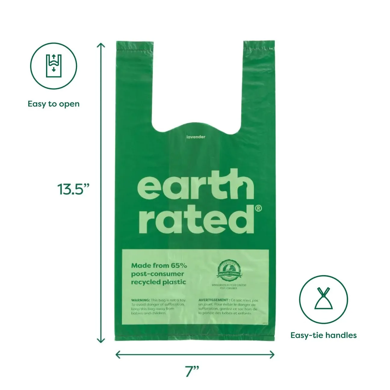Earth Rated Easy-Tie Handle Poop Bags Unscented 120 Count