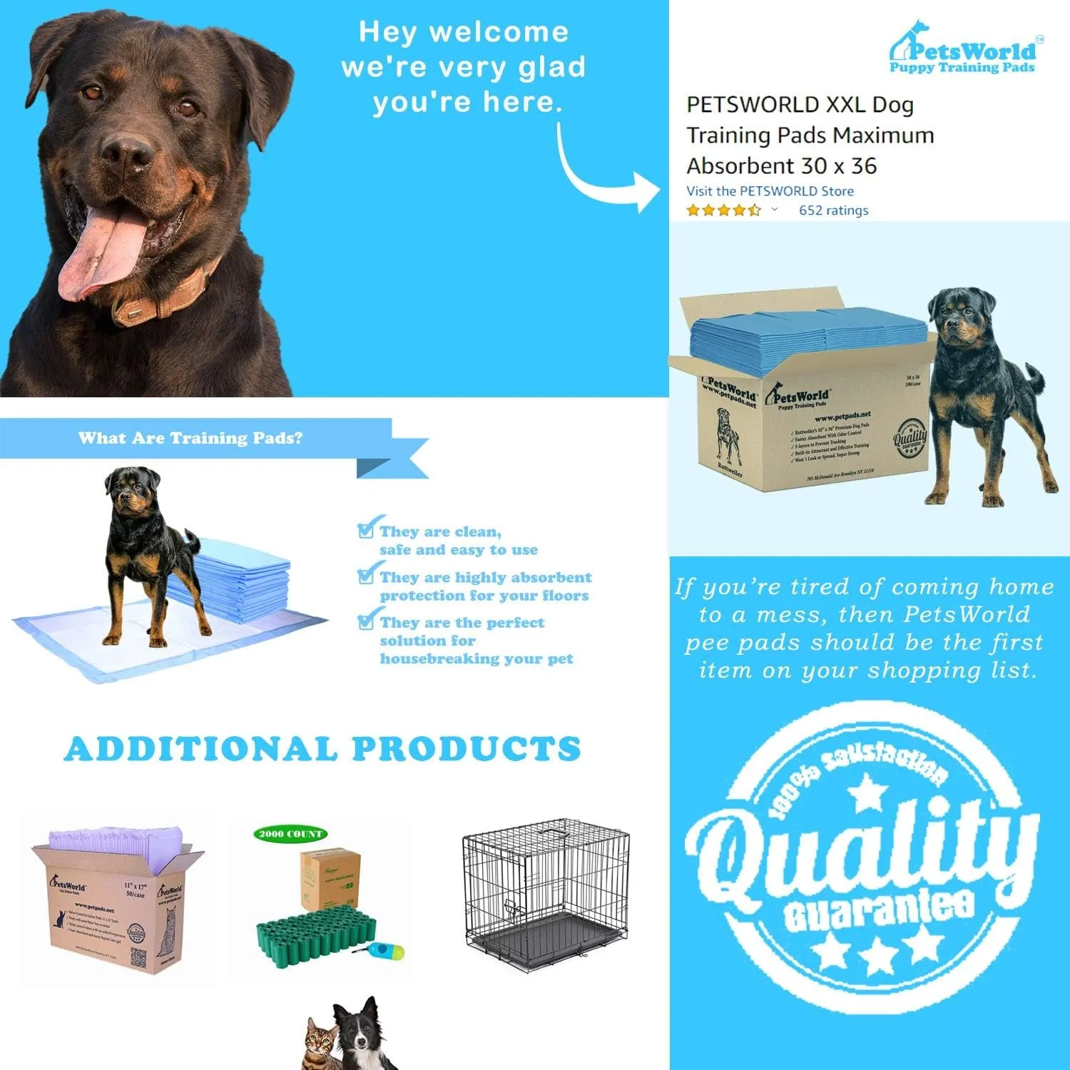 Extra Large Potty Pads for Dogs, Odor Eliminating 30" X 36", 150 Count Pee Pads for Dogs, Gigantic XL Dog Pads, 5 Layer Ultra Absorbent Technology, Leak Proof Training Pads for Dogs & Cats