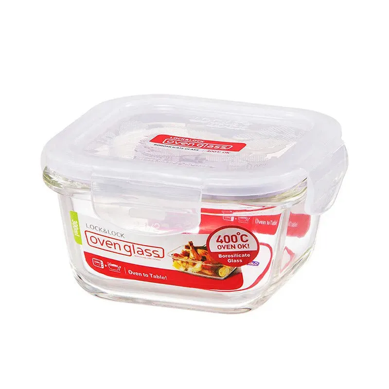Glass Square Airtight Food Storage Container | 300ml