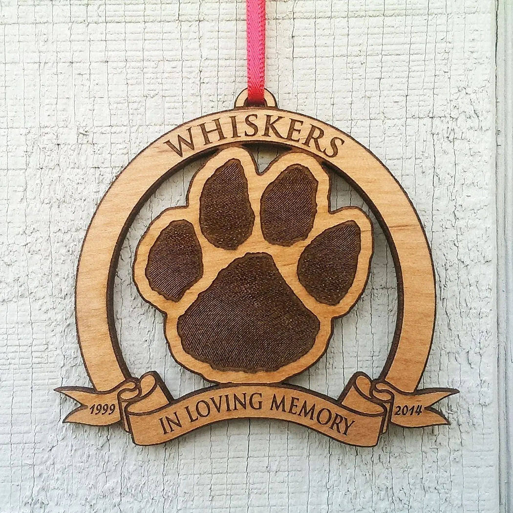 In Loving Memory Cat Dog Paw Print | Wood Ornament