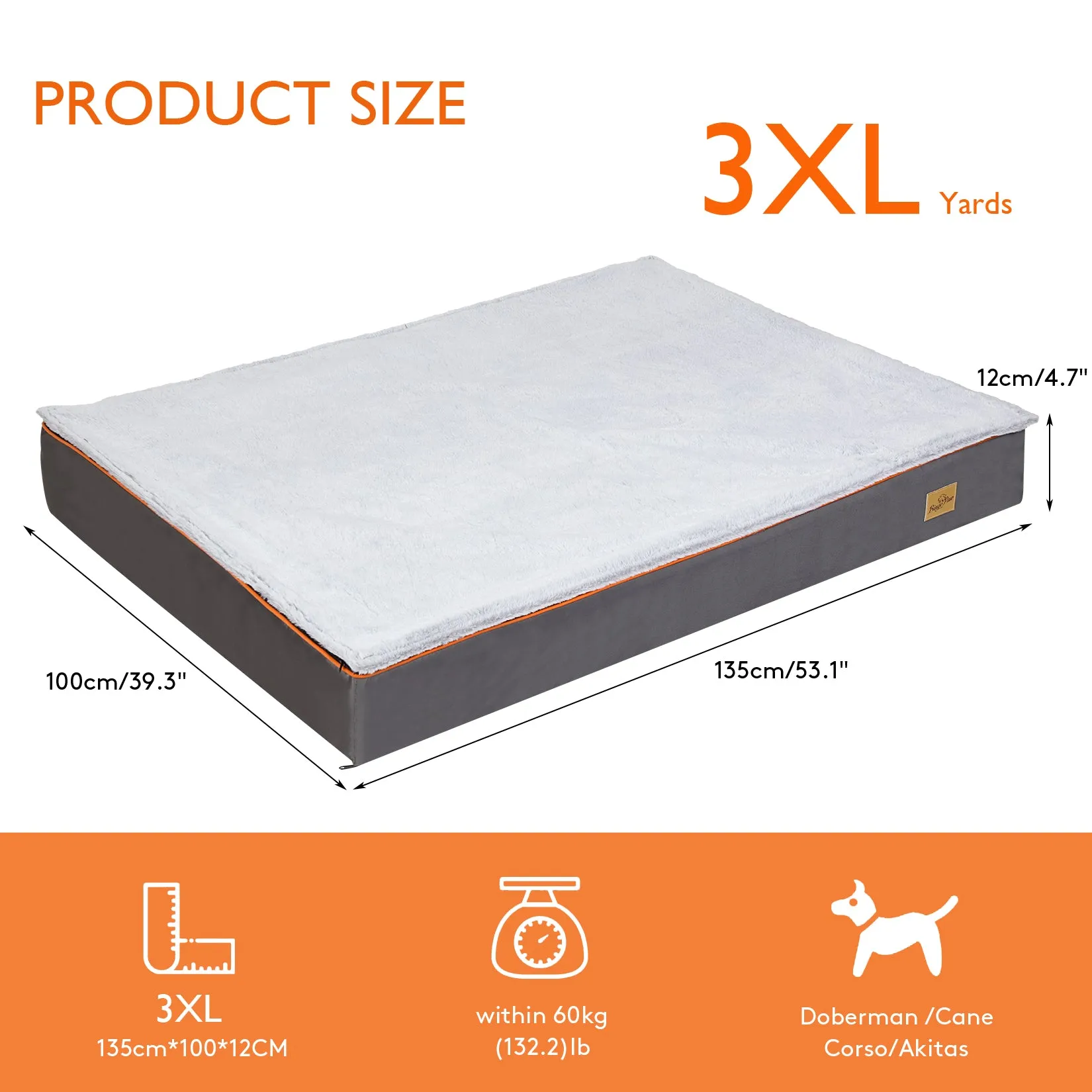 Large Jumbo Soft Orthopedic Dog Bed Pet Kennel Pillow Bed w/ Washable Cover
