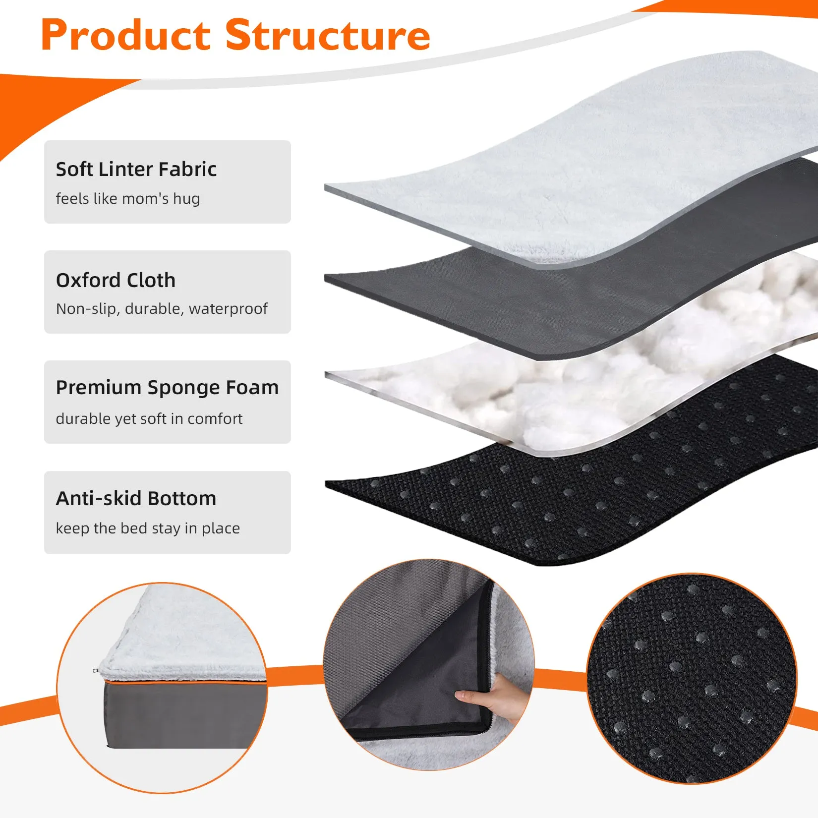 Large Jumbo Soft Orthopedic Dog Bed Pet Kennel Pillow Bed w/ Washable Cover