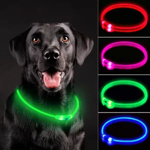 LED Dog Collar, Rechargeable Light Up Dog Collars,IP67 Waterproof Dog Lights for Night WalkingAdjustable, Reusable Safety Necklace for Small Medium Large Dogs (Green)