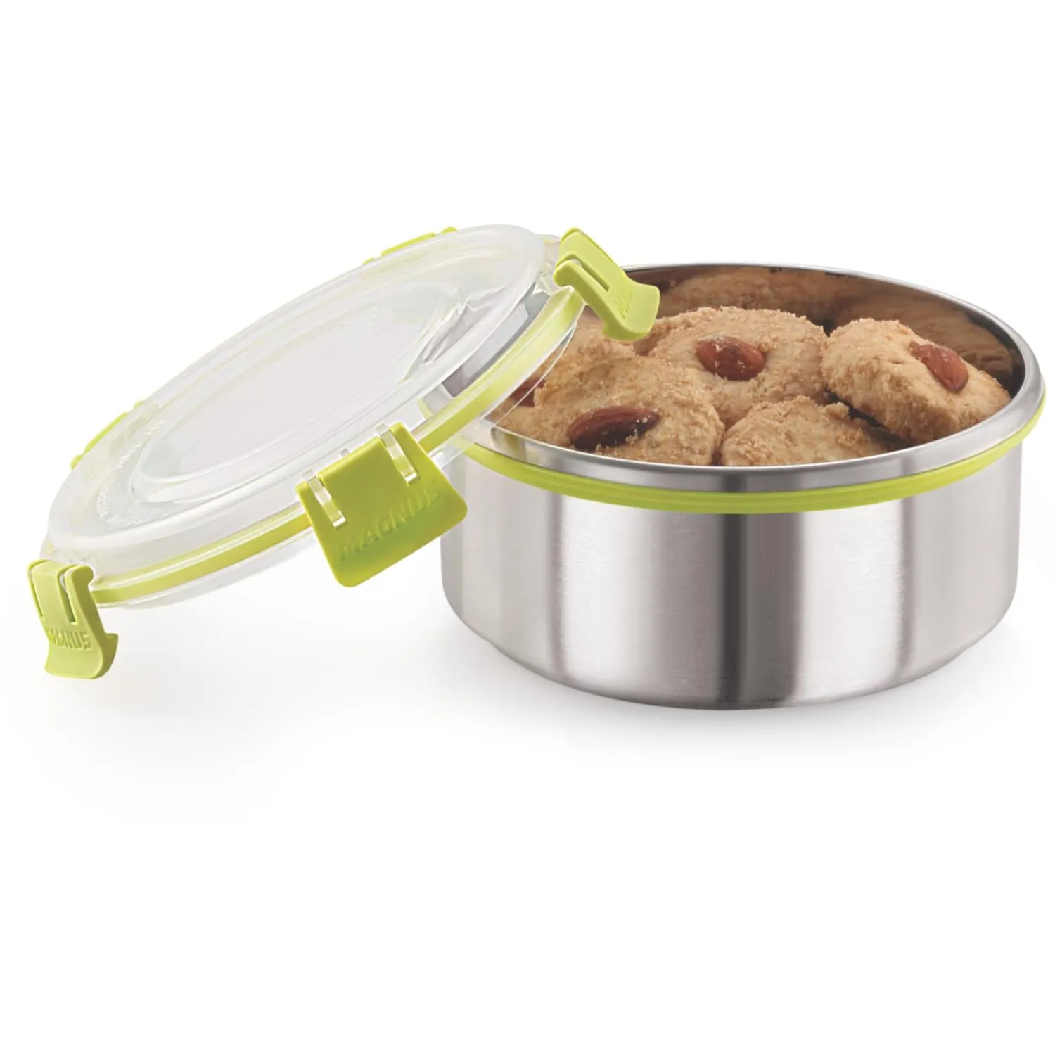 Magnus Klip Lock Stainless Steel Airtight Leakproof Storage Container Set, 300 ML Each, Set of 8 - Perfect Kitchen Accessories Items, Ideal Lunch Box, Durable Lunch Boxes for Office Men