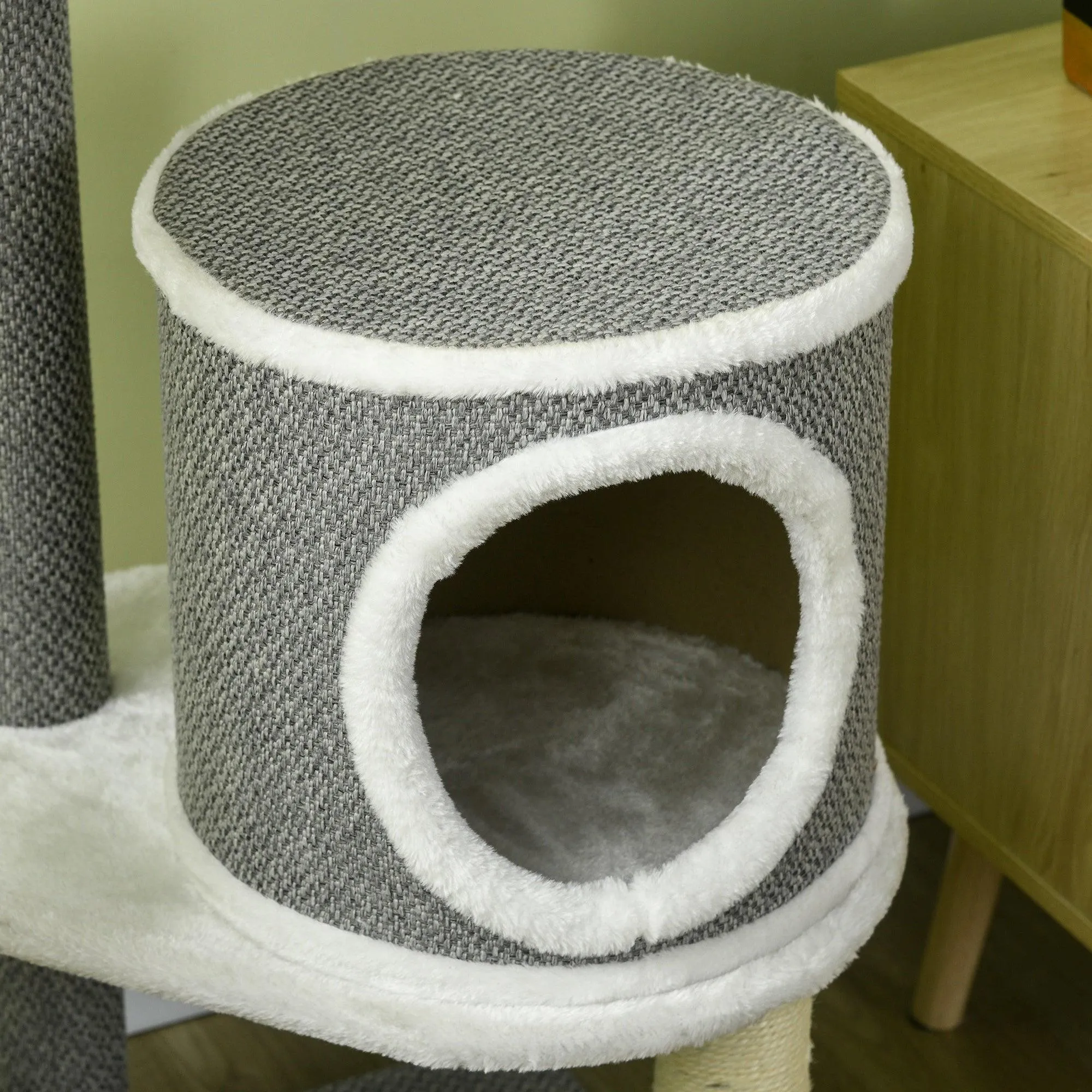 Multi-level Cat Tower with Bed & Toy Ball, 124cm - Grey