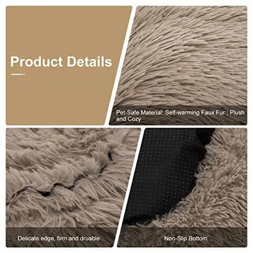 Orthopedic Dog Bed Comfortable Donut Cuddler Round Dog Bed Ultra Soft Washable Dog and Cat Cushion Bed (23''x 23''x 5'') (Brown)