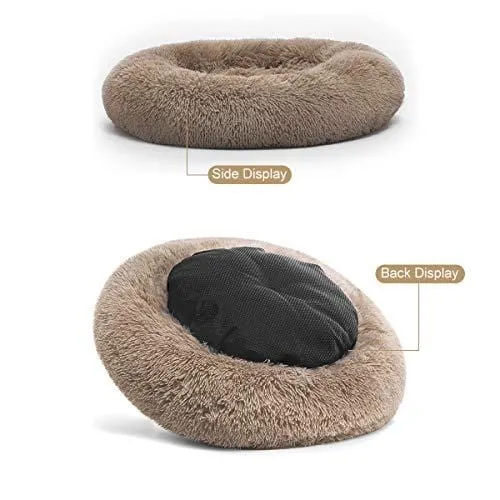 Orthopedic Dog Bed Comfortable Donut Cuddler Round Dog Bed Ultra Soft Washable Dog and Cat Cushion Bed (23''x 23''x 5'') (Brown)
