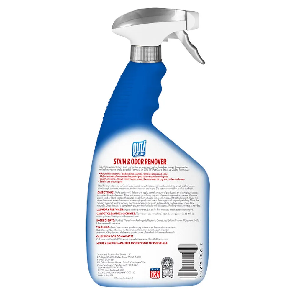 OUT! Stain & Odour Remover Spray For Pets 945ml