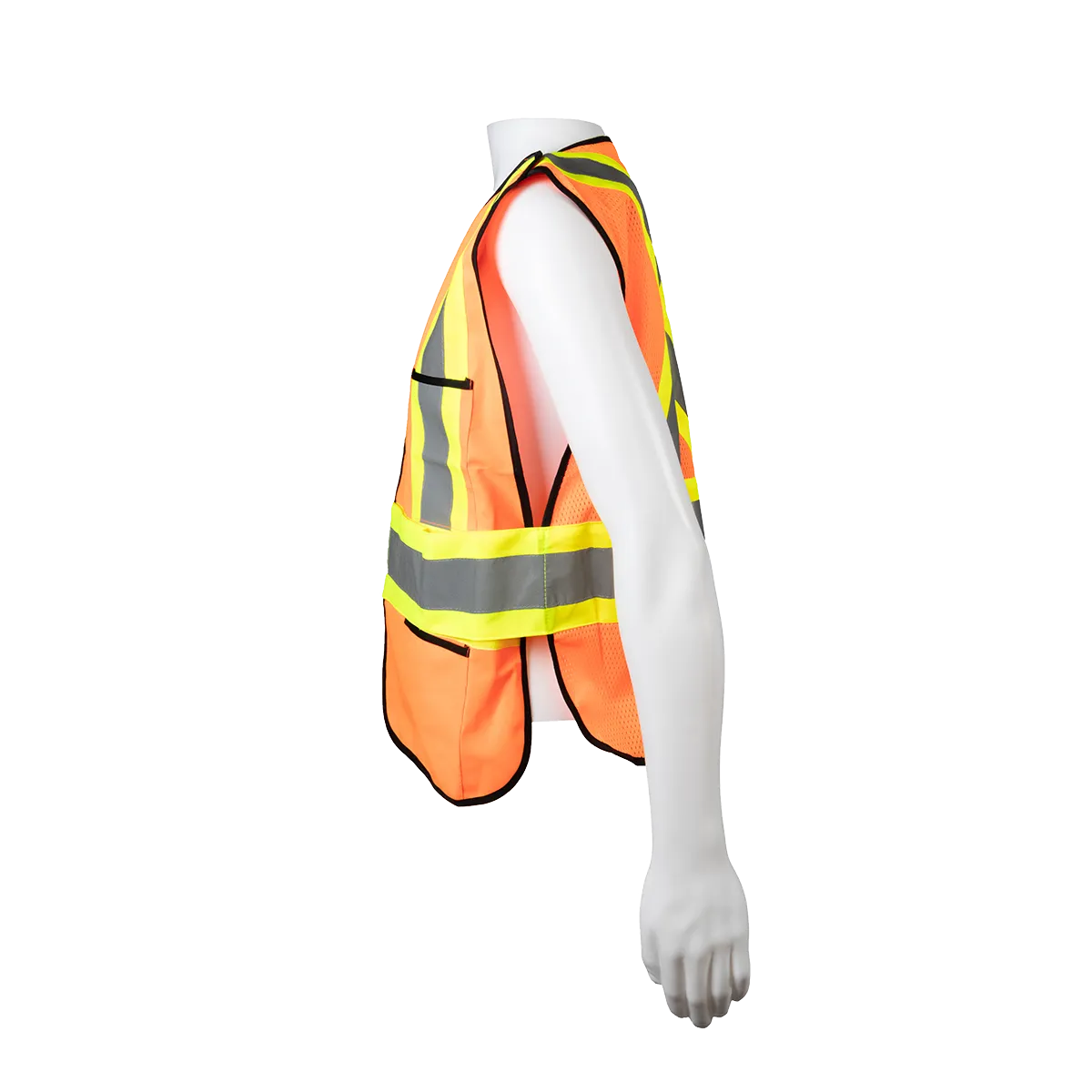 OV2-PSVCSA ANSI & CSA Public Safety Vest, Orange Solid Front Mesh Back, Reflective “X” On Back