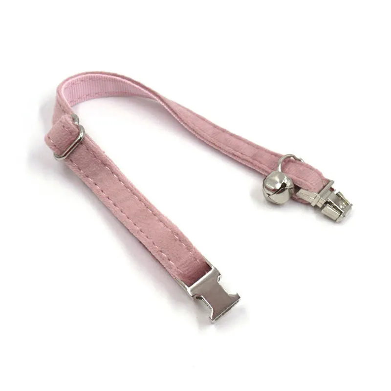 Personalized Cat Collar Set Engraved Silver Buckle Champagne Pink Velvet