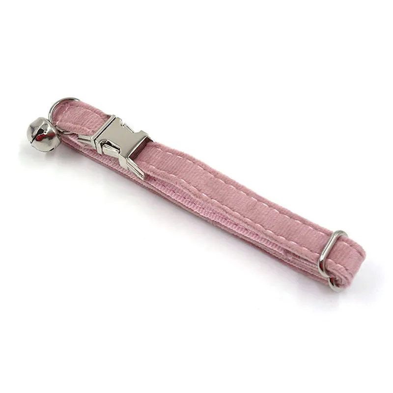 Personalized Cat Collar Set Engraved Silver Buckle Champagne Pink Velvet