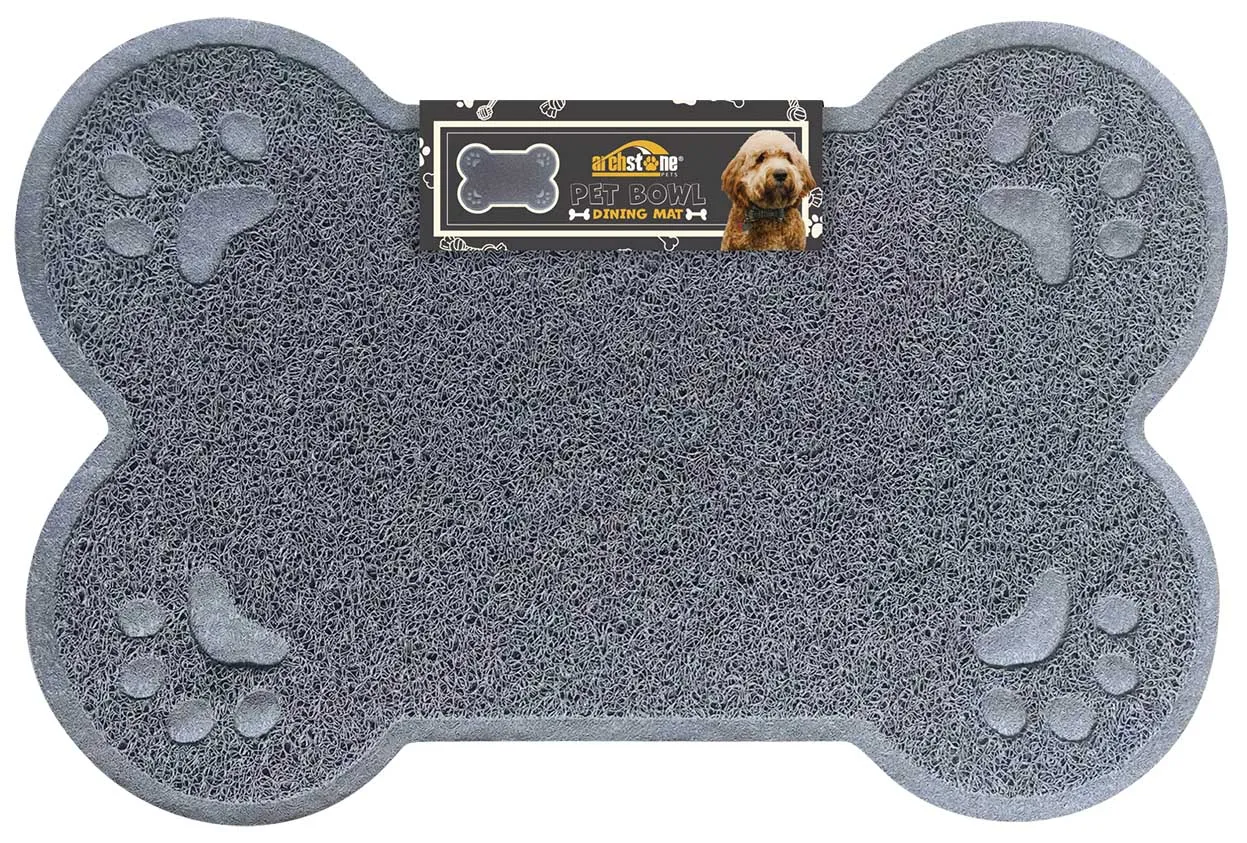 Pet Bowl Dining Mat Gray Bone