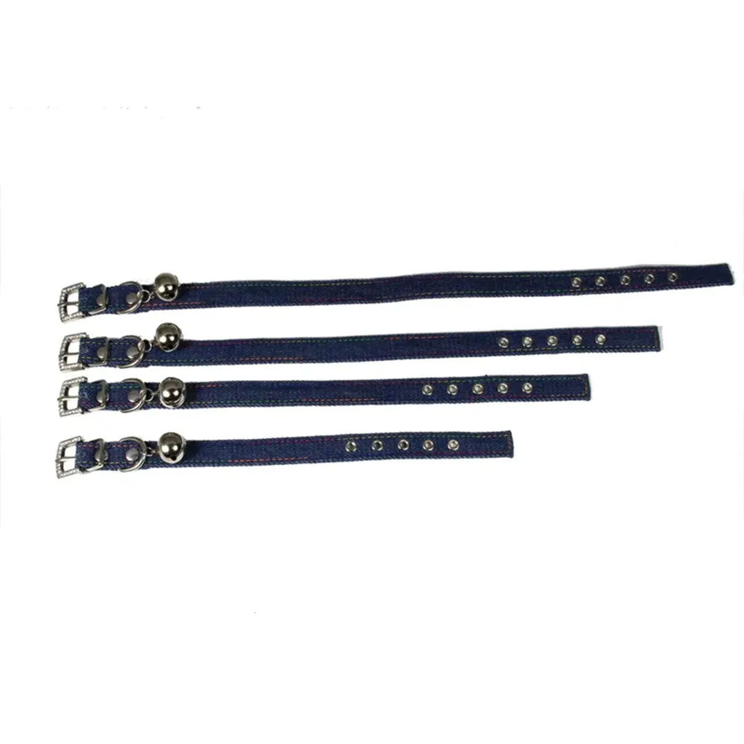 PetAffairs Bells Denim Dog Collar