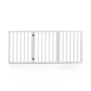 Petzly Pet Gate Dog Fence Safety Barrier Security Door 3 Panel 61cm White