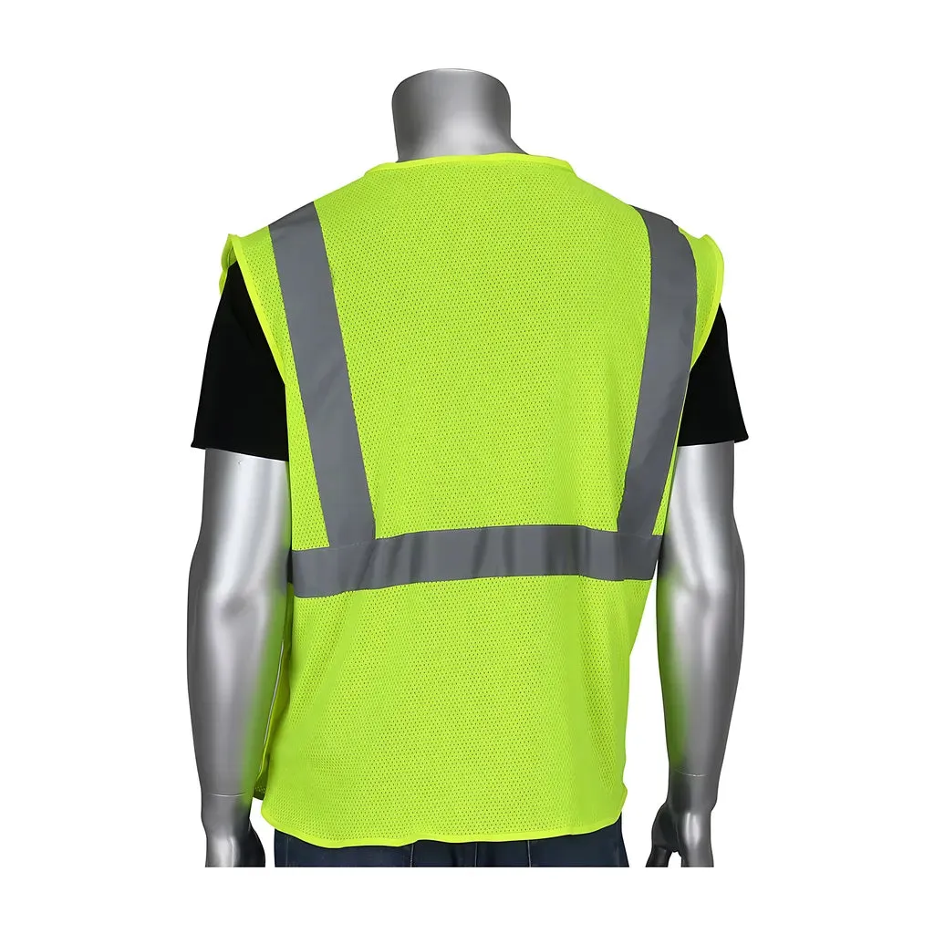 PIP 302-5PMVLY-4X ANSI Type R Class 2 Three Pocket Mesh Breakaway Vest