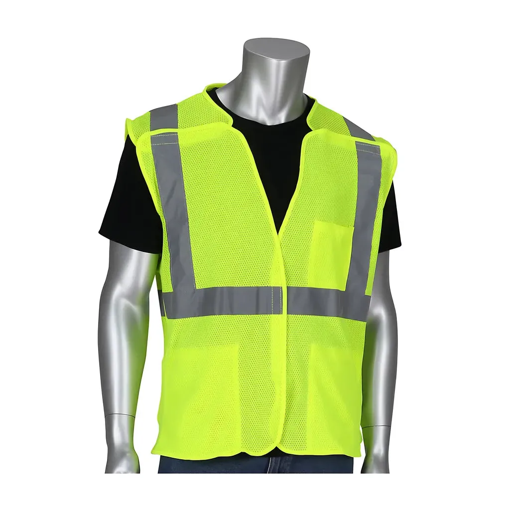 PIP 302-5PMVLY-4X ANSI Type R Class 2 Three Pocket Mesh Breakaway Vest
