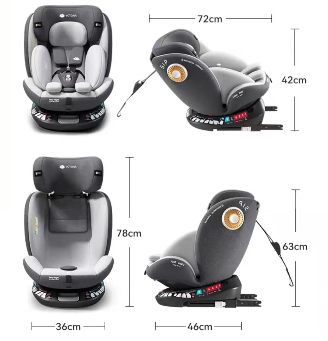 Premium Secure Swivel 360 i-Size Baby Car Seat