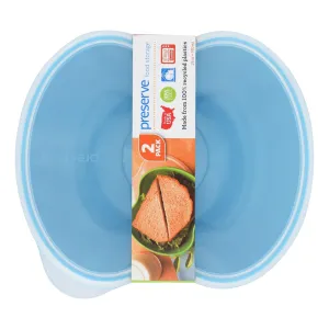 Preserve Aqua Small Square Food Storage Container (2 Pack)