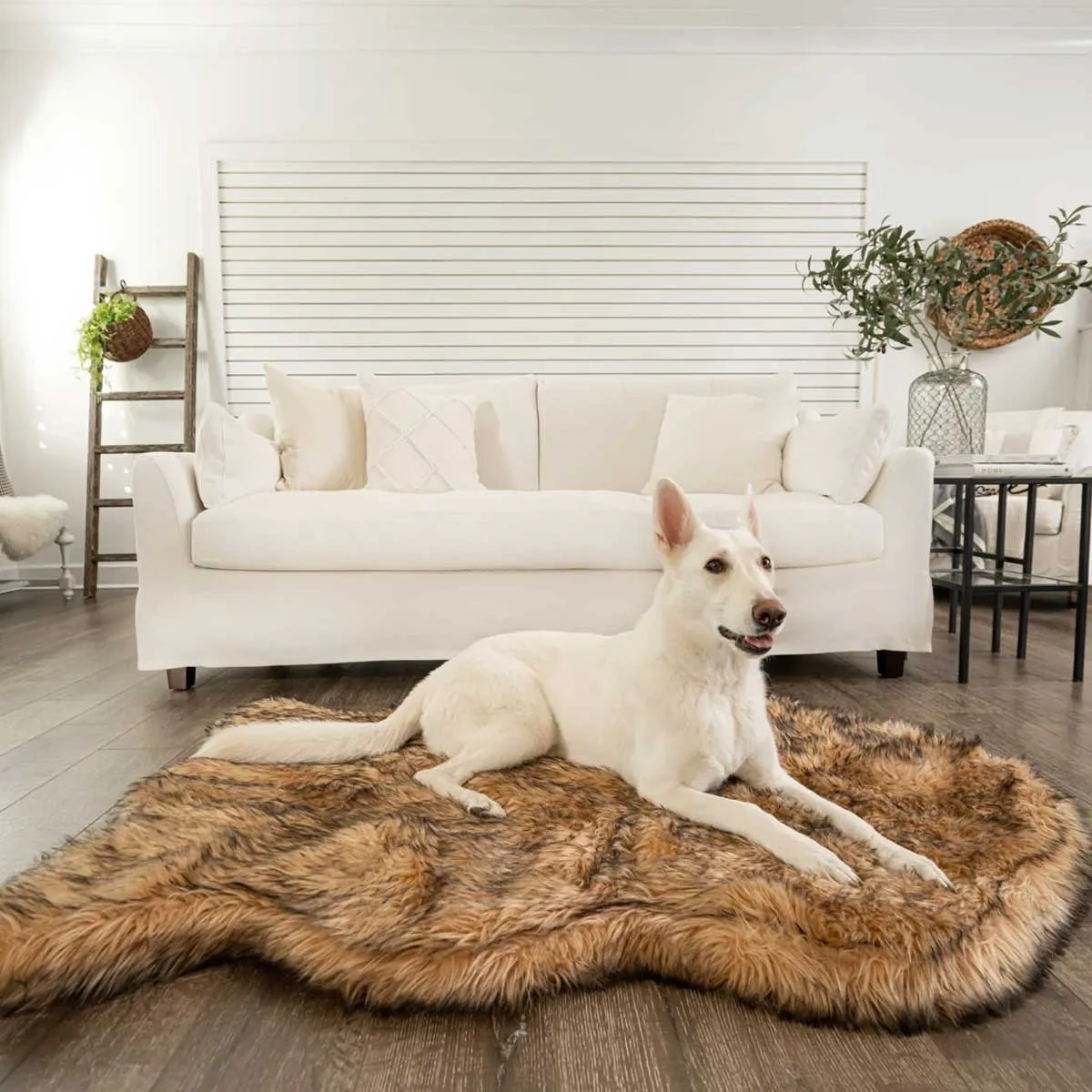 PupRug Faux Fur Curved Orthopedic Dog Bed - Sable
