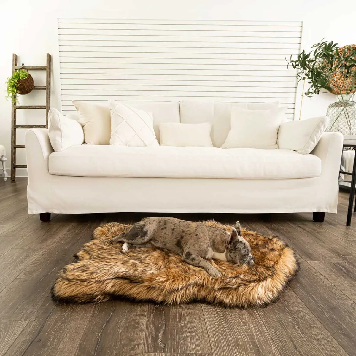 PupRug Faux Fur Curved Orthopedic Dog Bed - Sable