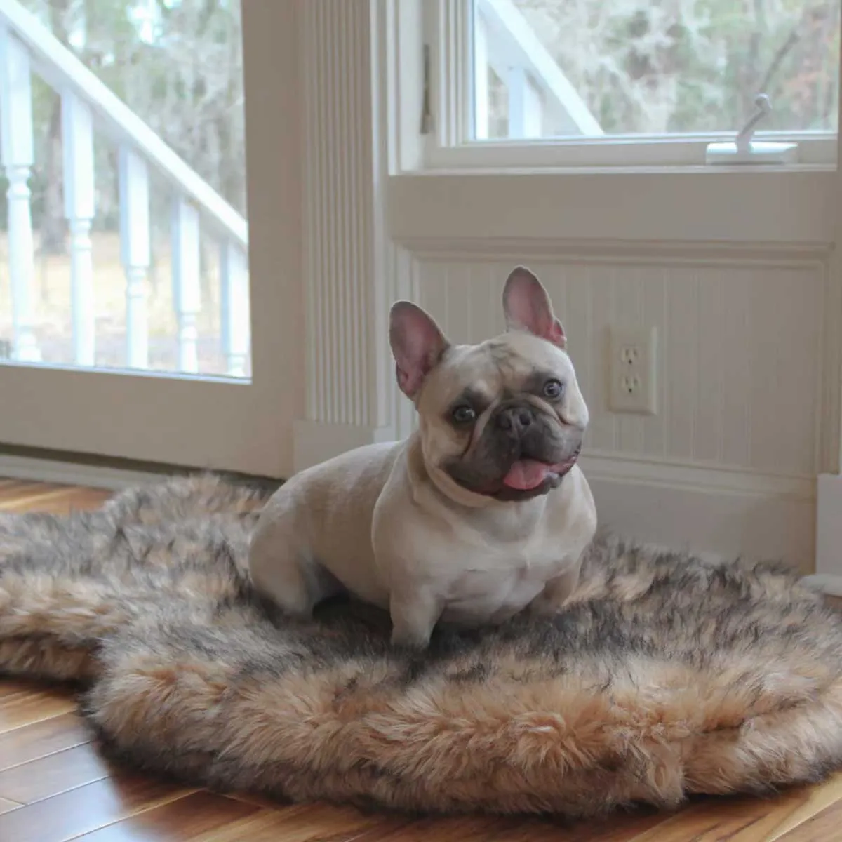 PupRug Faux Fur Curved Orthopedic Dog Bed - Sable
