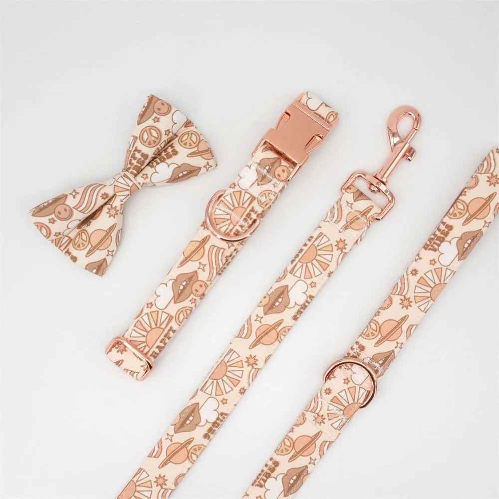 Surprising Saturn: Personalized Bow Collar And Leash Set