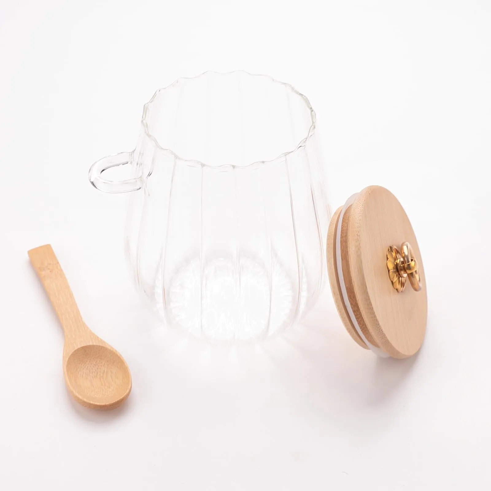 The Better Home Borosilicate Kitchen Containers Set With Wooden Lid And Metal Loop Multi-Utility,Leakproof,Airtight Storage Jar For Cookies,Snacks,Tea,Coffee Microwave & Oven Safe 680 Ml,Transparent