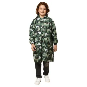 THE CLOWNFISH Archie Series Kids Waterproof PVC Longcoat with Adjustable Hood & Extra Space for Backpack/Schoolbag Holding. Plastic Pouch. Kid Age-6-7 years (Size-30-White)