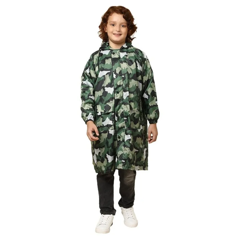 THE CLOWNFISH Archie Series Kids Waterproof PVC Longcoat with Adjustable Hood & Extra Space for Backpack/Schoolbag Holding. Plastic Pouch. Kid Age-6-7 years (Size-30-White)