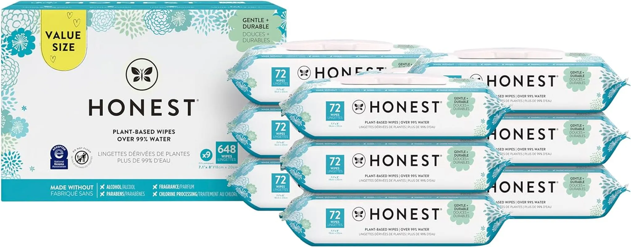 The Honest Company Wet Wipes - Hypoallergenic, EWG Verified, 99% Water - 648 Count